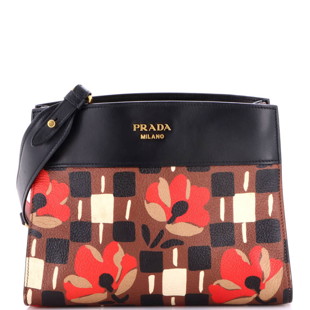 Prada Small Bibliotheque Shoulder Bag Printed Leather